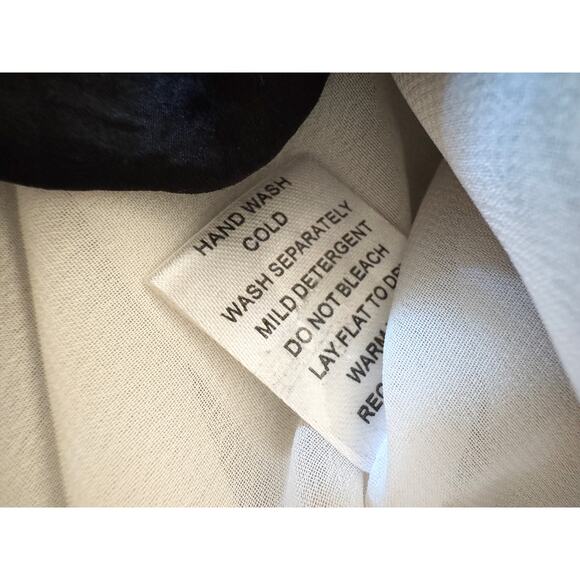 Jade XS White Lined Dress Black Boho Embroidery Shift Dress Flowy Lace Up - Picture 5 of 9